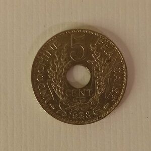 French Indo-China 1938 5 CENT COIN
